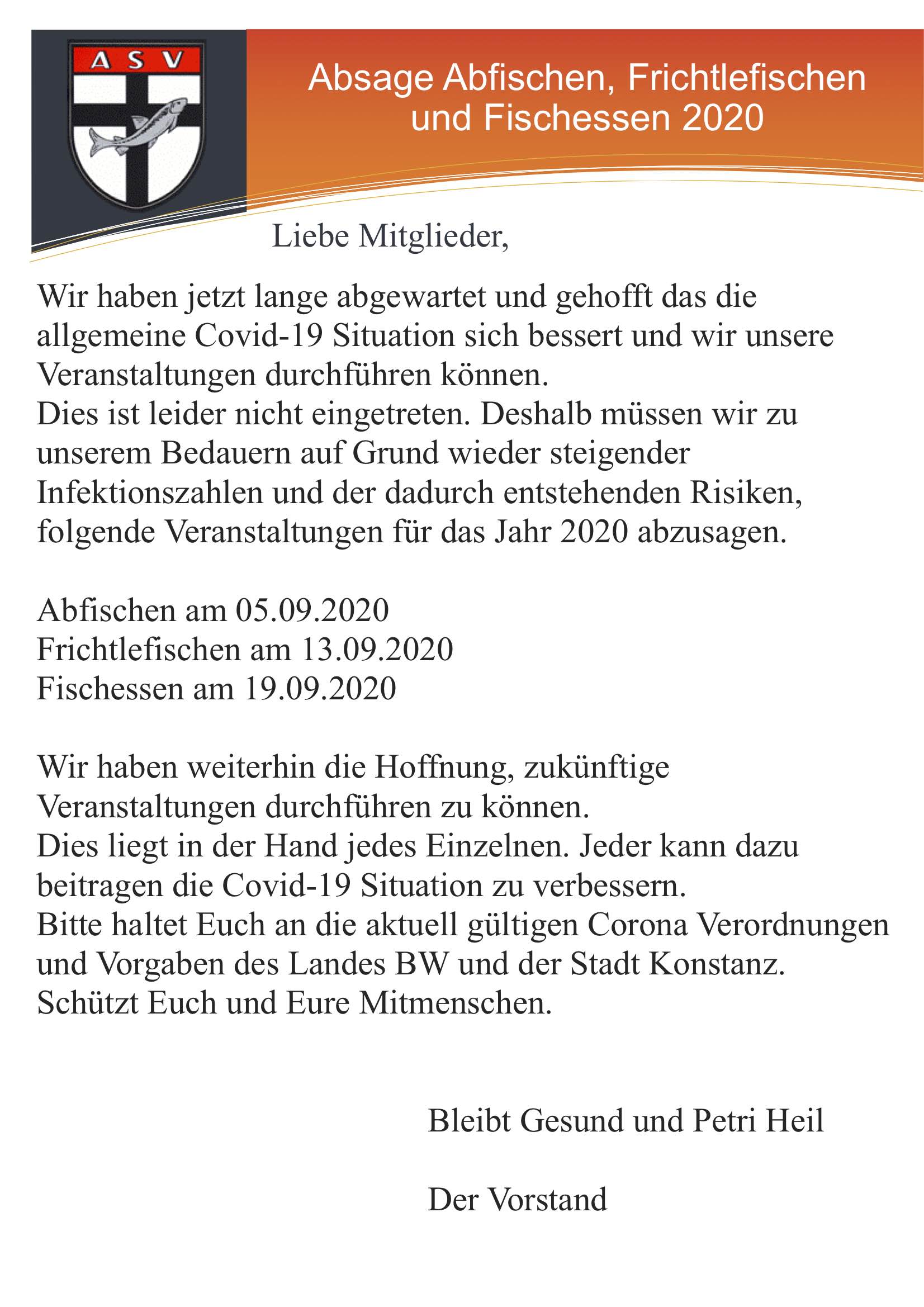 Absage Veranstaltungen 2020