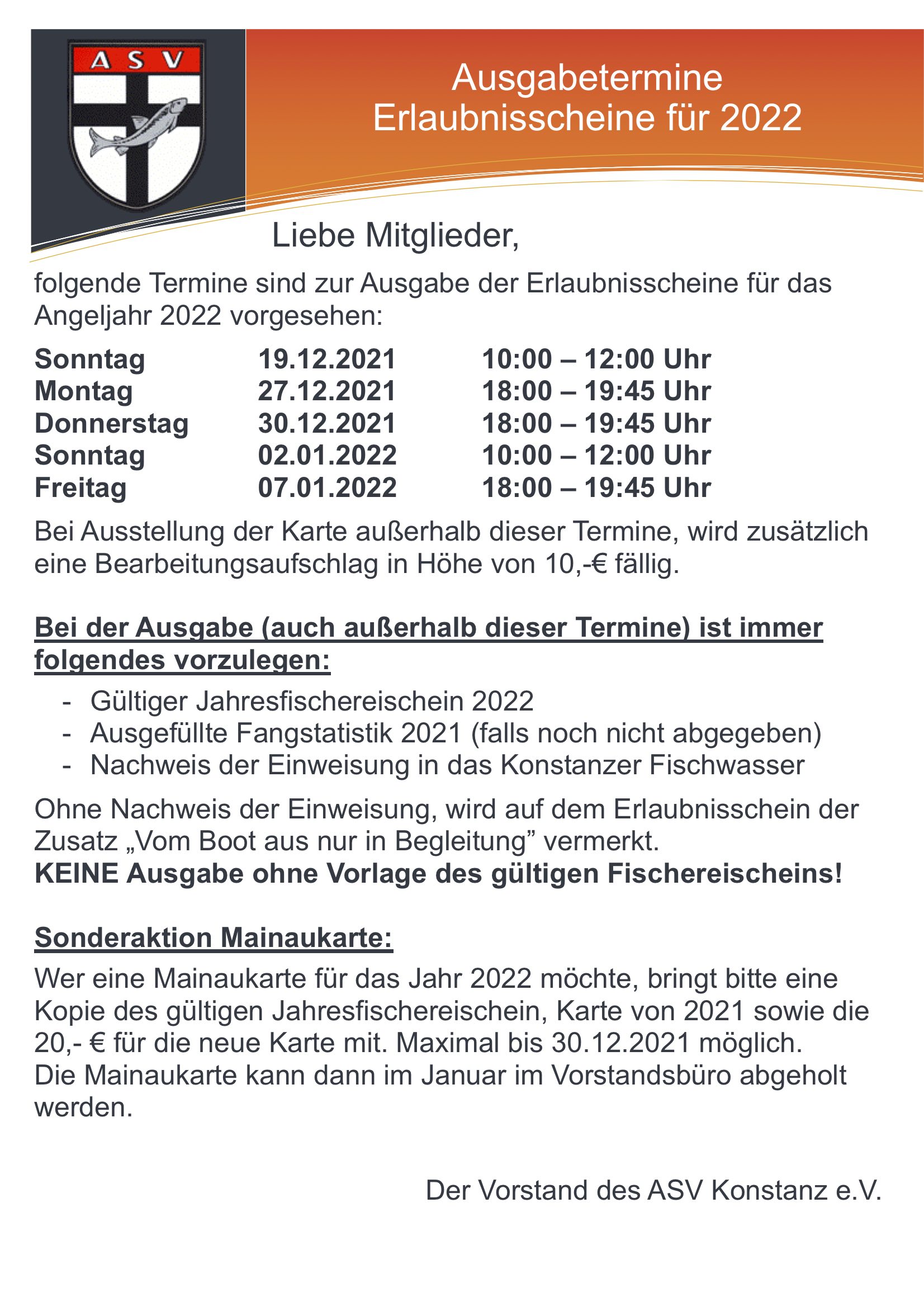 Ausgabe Angelkarten 2022